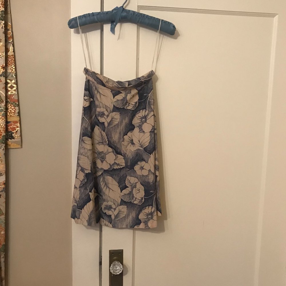 Vintage-1980s-High Waist-Pen & Ink Floral Print-Small